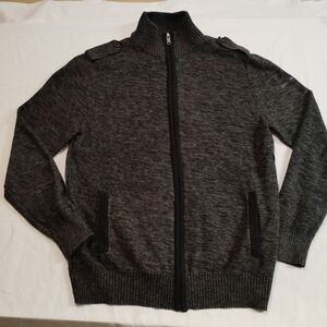 DKNY Men's Charcoal Gray Zip-Up Knit Sweater Jacket